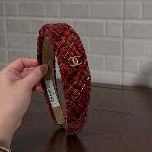 Fashion Chanel Red Tweed Headband